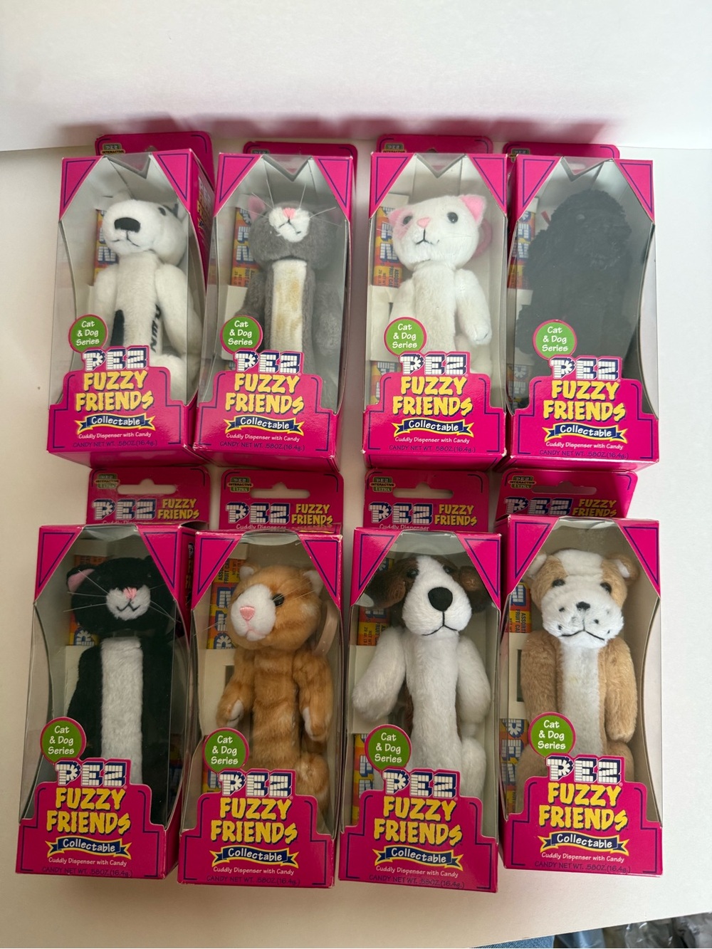 Vintage 2002 PEZ Fuzzy Friends Cat & Dog Series Dispensers (Lot of 8) New